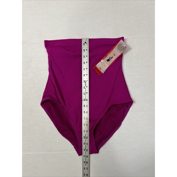 SPANX Let's Go Slimming Swimwear High Waist Bottom Women 10 Berry Pink New 8682 - Picture 15 of 16